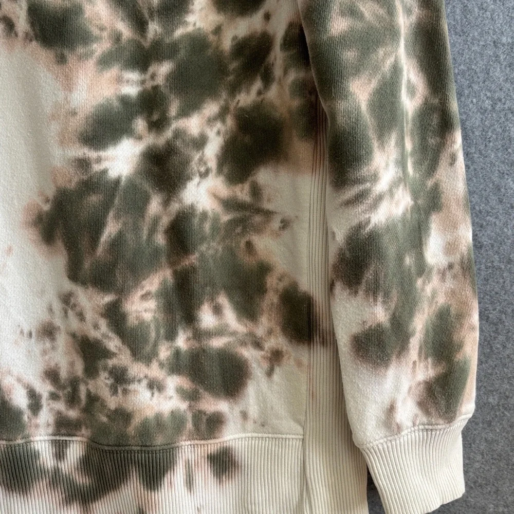 Lucky Brand  Tie-Dye Loose Fit Tunic Sweatshirt S Whiteish Tie Dye Green Taupe - Picture 6 of 13